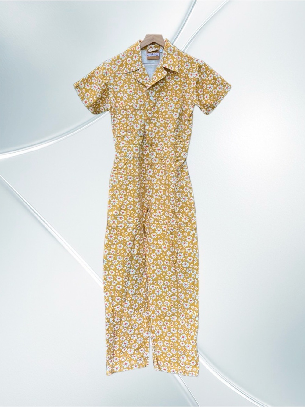 Big Bud Press Yellow Lazy Daisy Short Sleeve Jumpsuit Size S